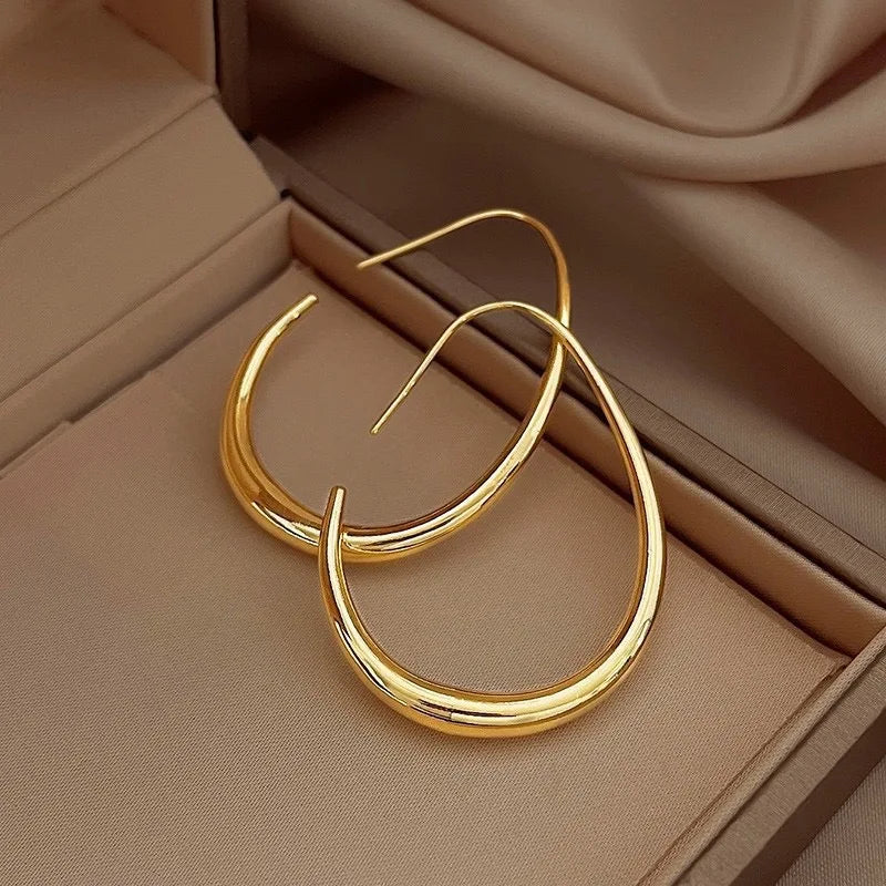 Gold Ellipse Hoop Earrings