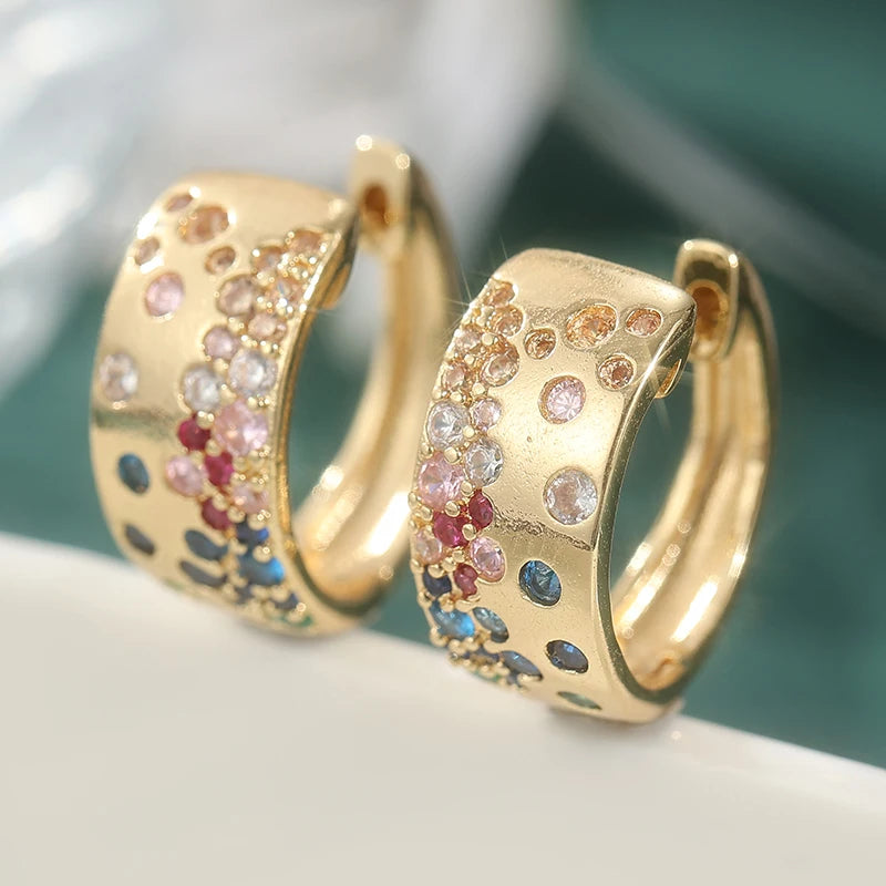 Gold Zircon Hoop Earrings