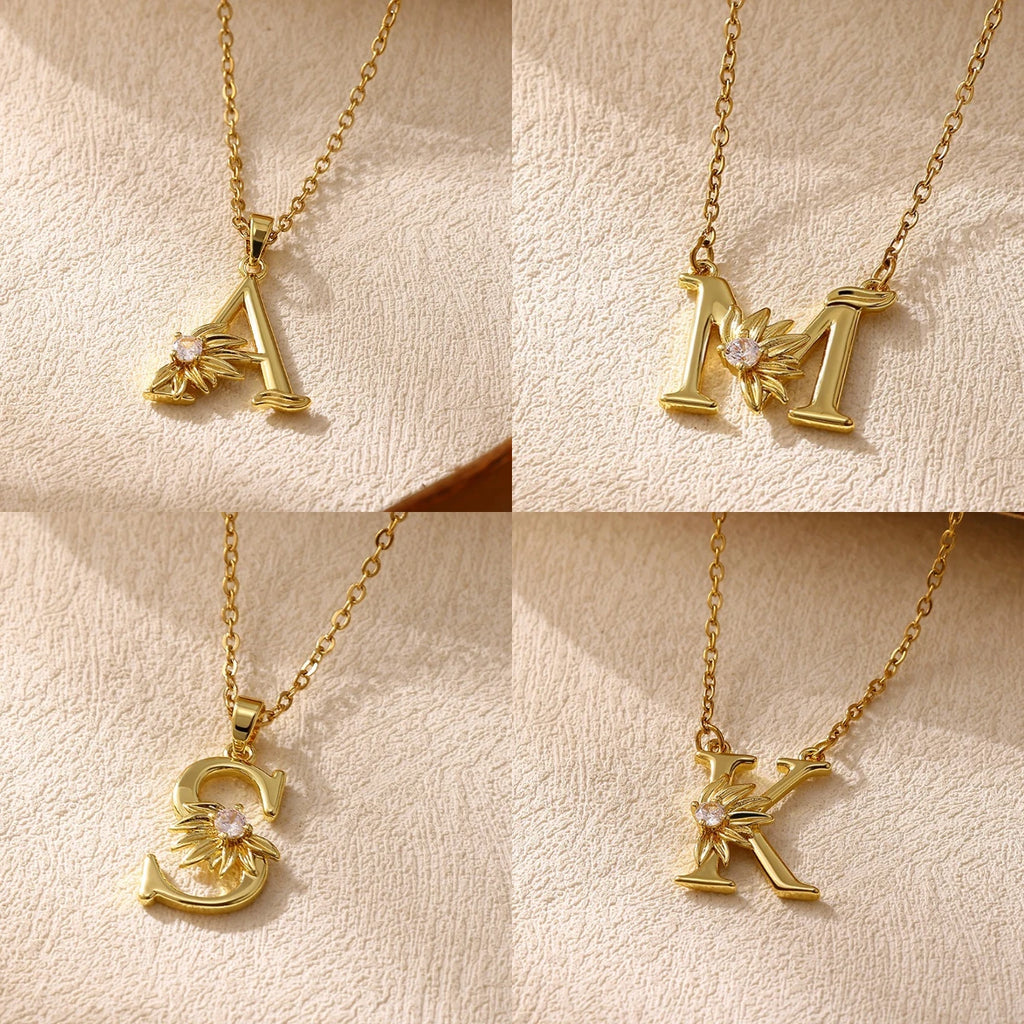Daisy Initial Pendant Necklace