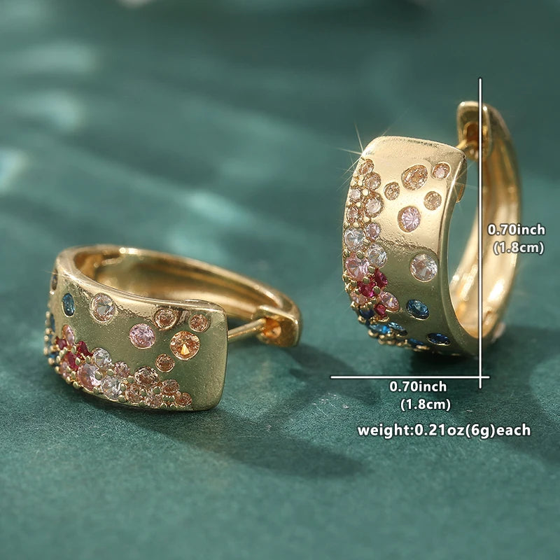 Gold Zircon Hoop Earrings