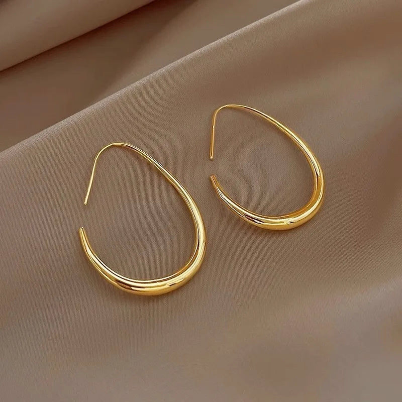 Gold Ellipse Hoop Earrings