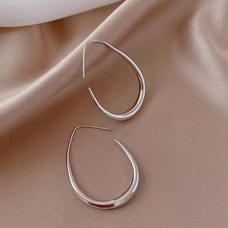 Gold Ellipse Hoop Earrings