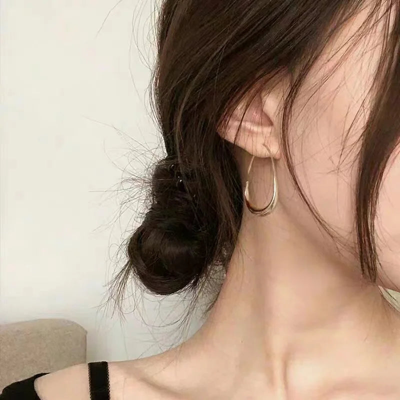 Gold Ellipse Hoop Earrings