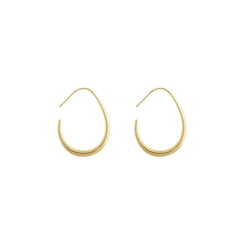 Gold Ellipse Hoop Earrings
