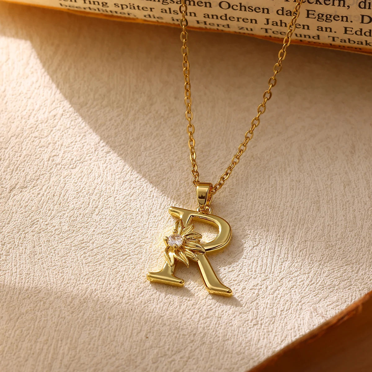Daisy Initial Pendant Necklace