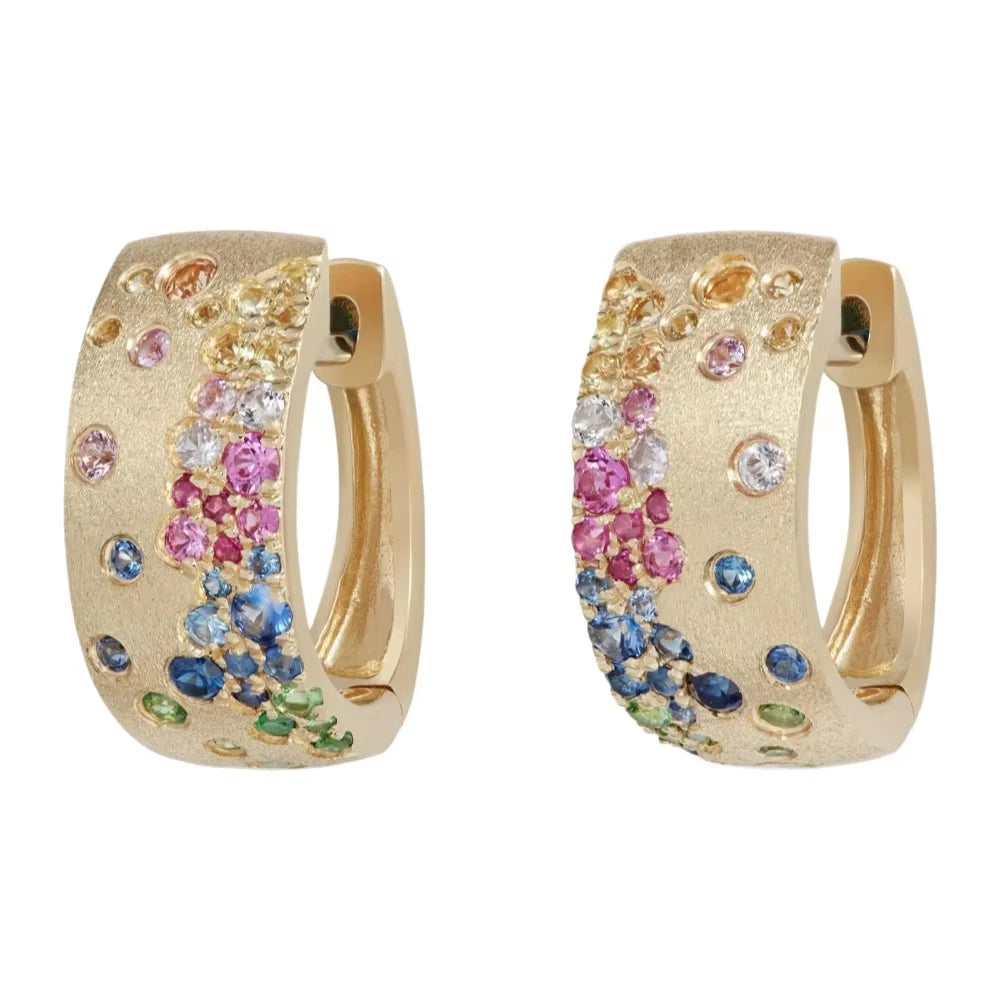 Gold Zircon Hoop Earrings